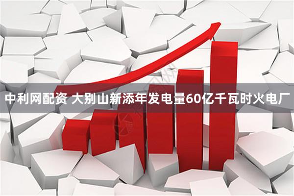 中利网配资 大别山新添年发电量60亿千瓦时火电厂
